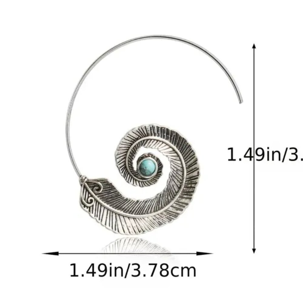 Hoop Earrings Boho Silver Turquoise NWT 💙 - Picture 5 of 6